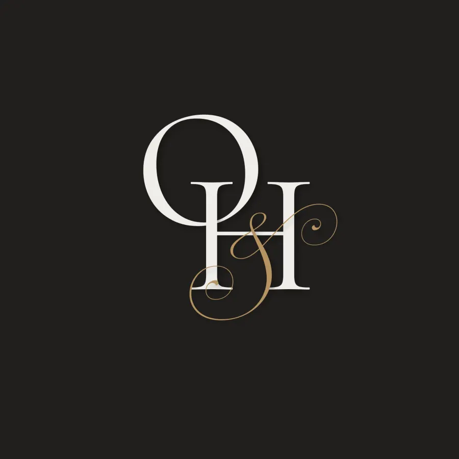 Monogram mark built from interlocking initials, drawn at a single stroke weight so it holds together when it shrinks