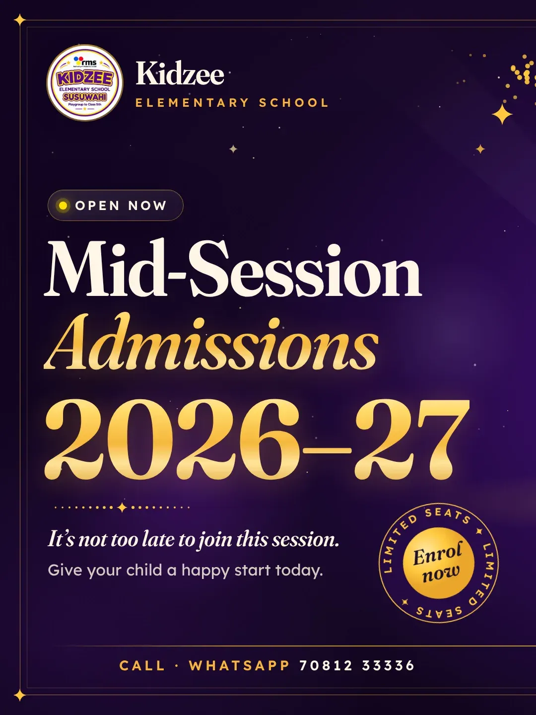 Instagram post: mid-session admissions open now