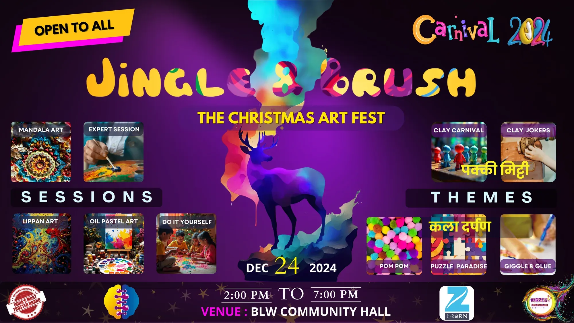 Landscape event banner for the Jingle & Brush art fest